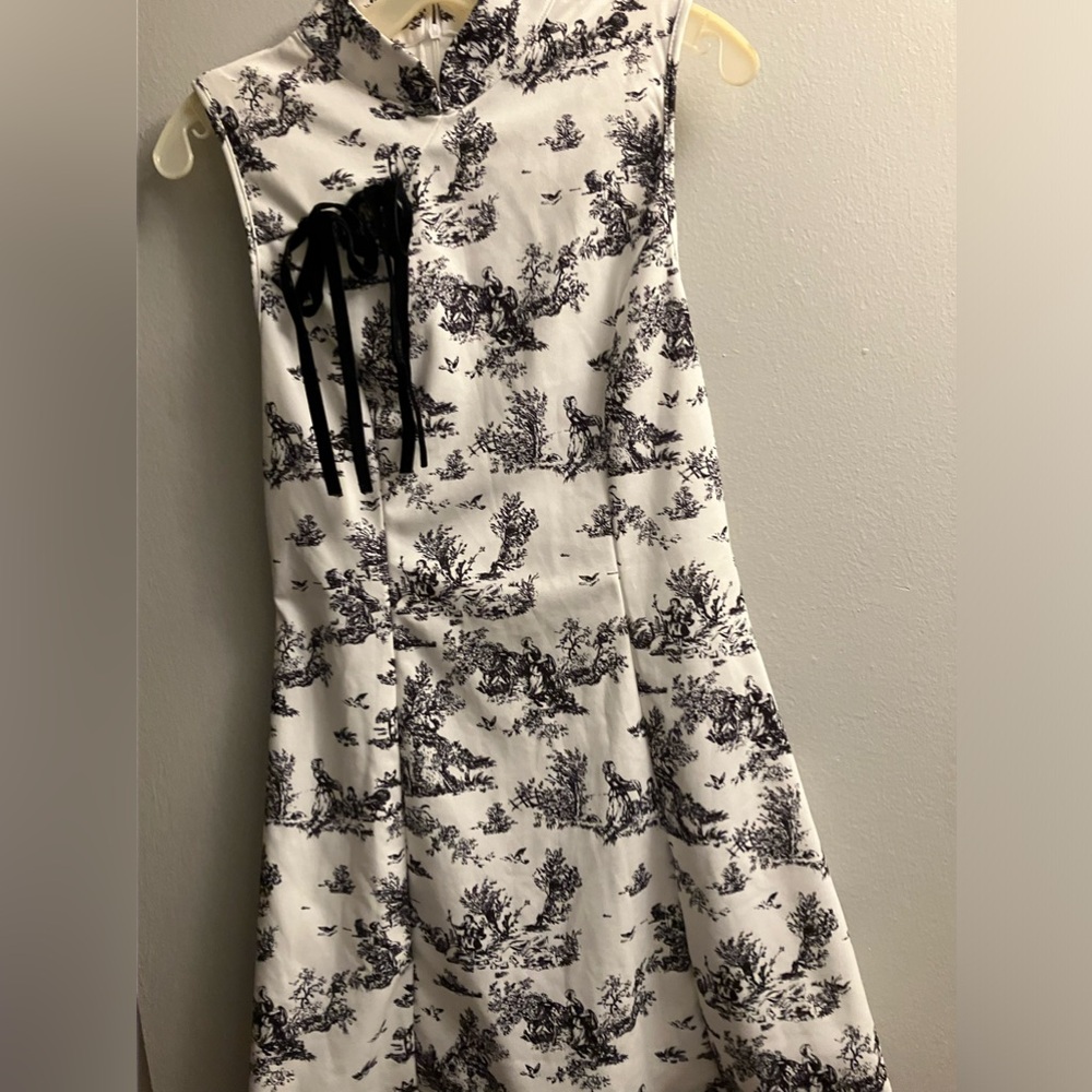 Shein Cheongsam black and white dress🧣🍓